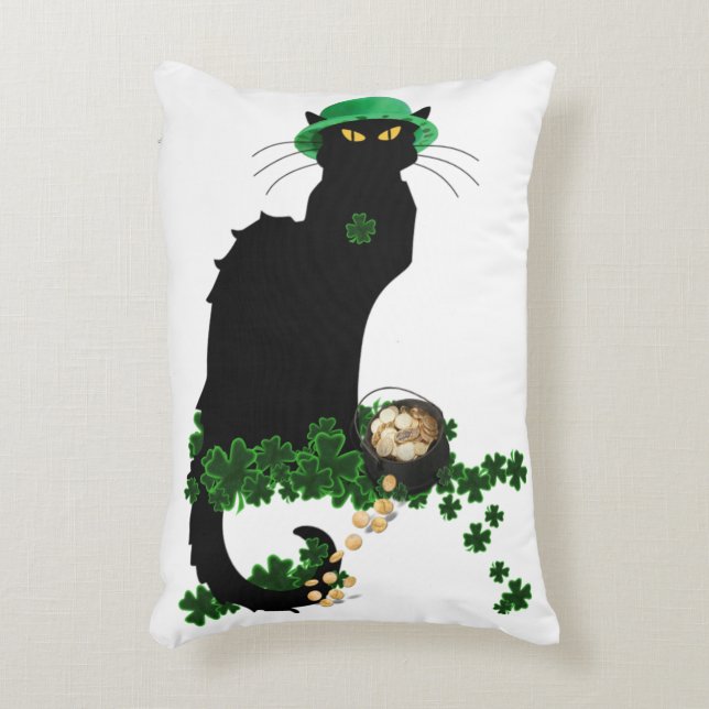 Le Chat Noir Clover St. Patrick's Day Accent Pillow (Front(Vertical))