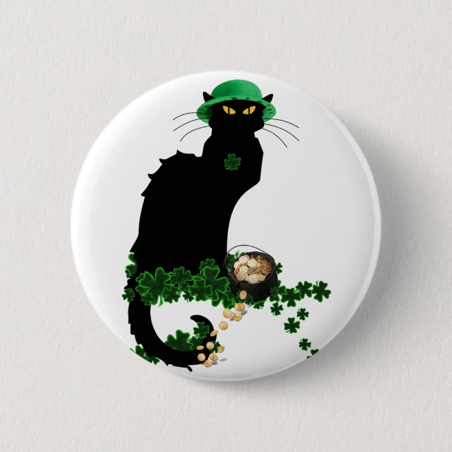 Le Chat Noir Clover St. Patrick's Day Button (Front)