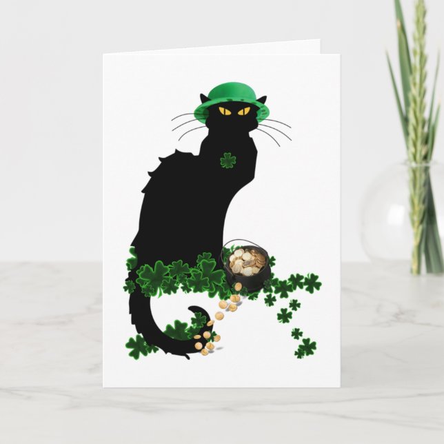 Le Chat Noir Clover St. Patrick's Day Card (Front)