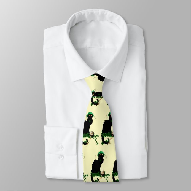 Le Chat Noir Clover St. Patrick's Day Neck Tie (Tied)