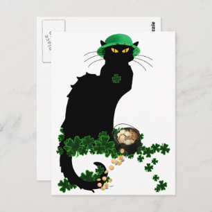 Le Chat Noir Clover St. Patrick's Day Postcard