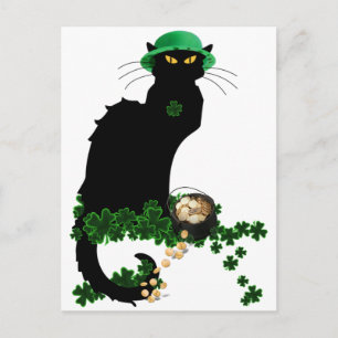 Le Chat Noir Clover St. Patrick's Day Postcard