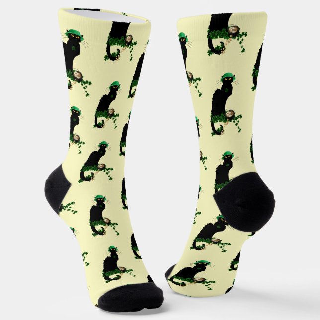 Le Chat Noir Clover St. Patrick's Day Socks (Angled)
