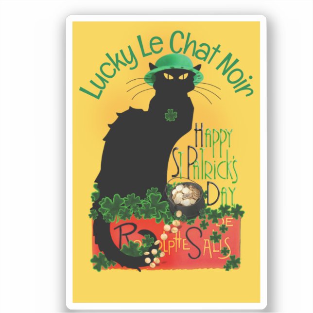 Le Chat Noir Clover St. Patrick's Day Sticker (Front)