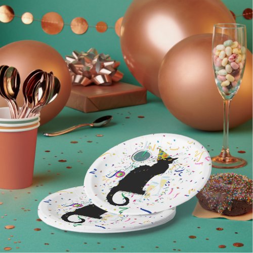 Le Chat Noir Confetti New Years Paper Plates