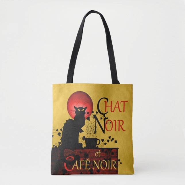 Le Chat Noir et Café Noir Coffee Tote Bag (Front)