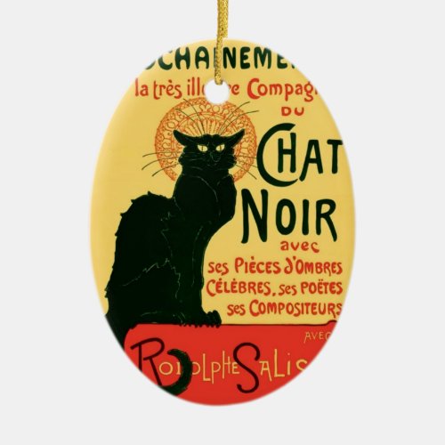 Le Chat Noir Fine Vintage Art Nouveau Ceramic Ornament