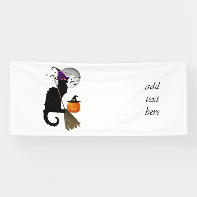 Le Chat Noir Halloween Witch Banner (Horizontal)