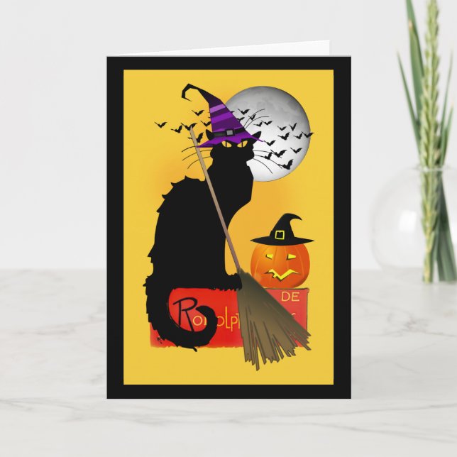 Le Chat Noir Halloween Witch Card (Front)