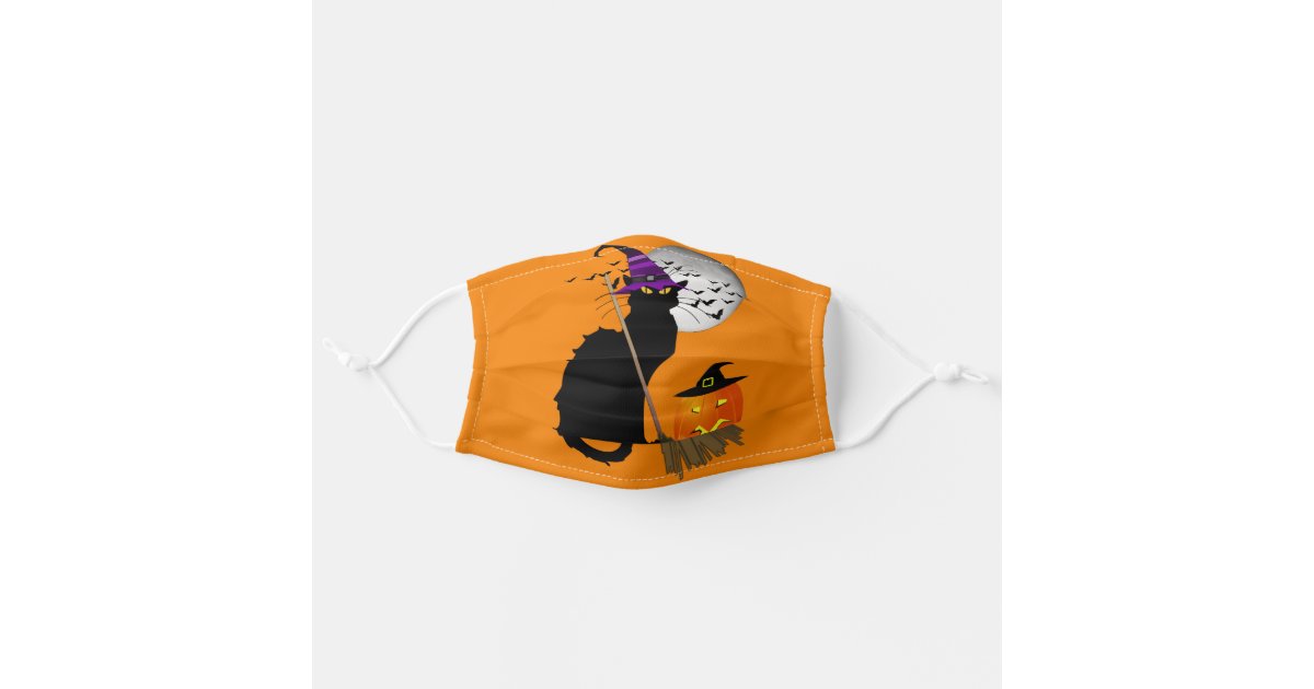 Le Chat Noir Halloween Witch Cat Adult Cloth Face Mask Zazzle Com