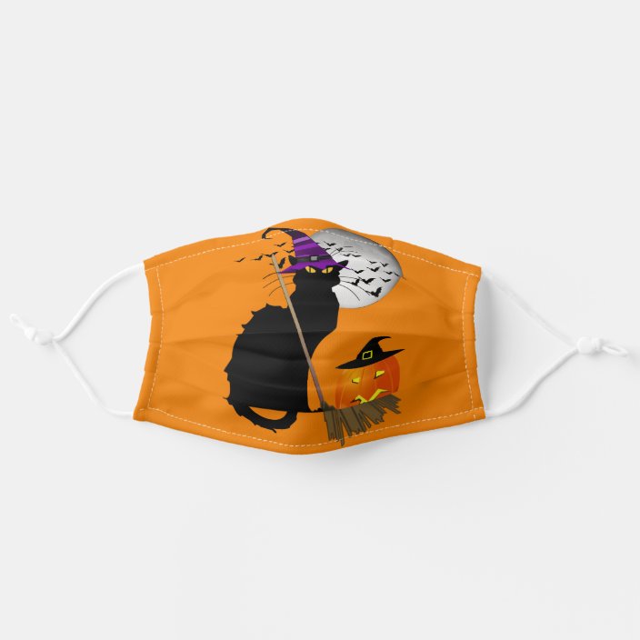 Le Chat Noir Halloween Witch Cat Adult Cloth Face Mask Zazzle Com