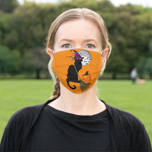 Le Chat Noir - Halloween Witch Cat Adult Cloth Face Mask (Outside)