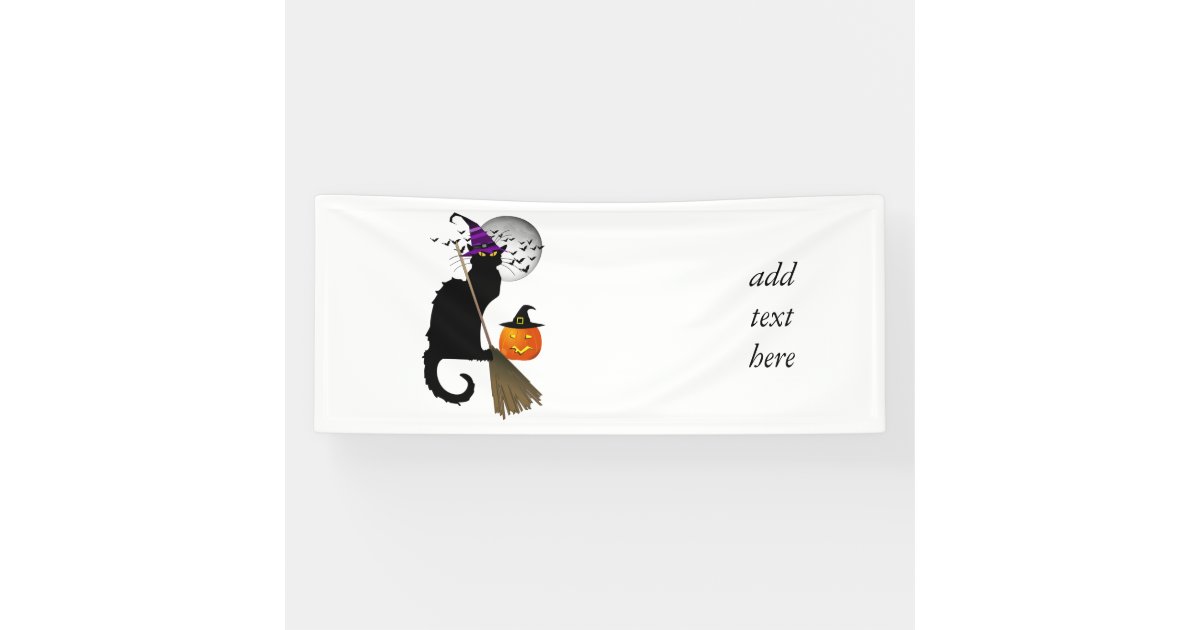 Le Chat Noir Halloween Witch Cat Banner Zazzle Com