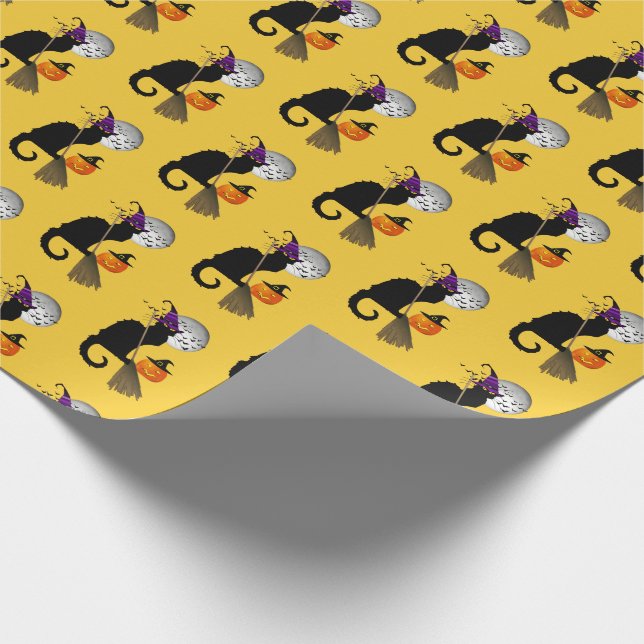 Le Chat Noir Halloween Witch Wrapping Paper (Corner)
