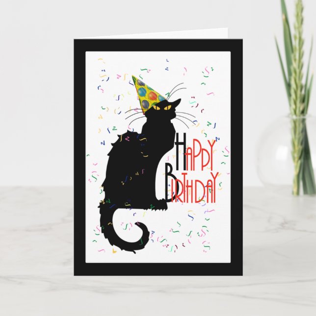 Le Chat Noir Happy Birthday Card (Front)