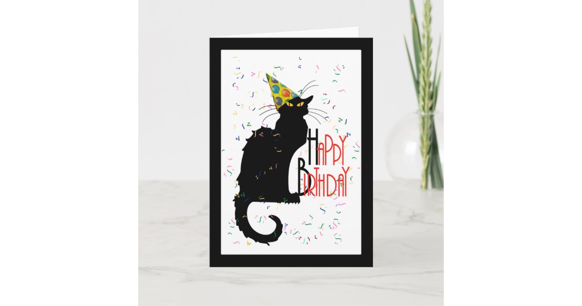 Le Chat Noir Happy Birthday Card Zazzle Com