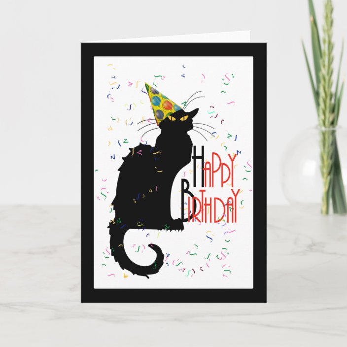 Le Chat Noir Happy Birthday Card Zazzle Com