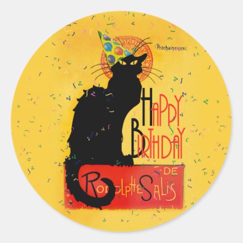 Le Chat Noir _ Happy Birthday Classic Round Sticker
