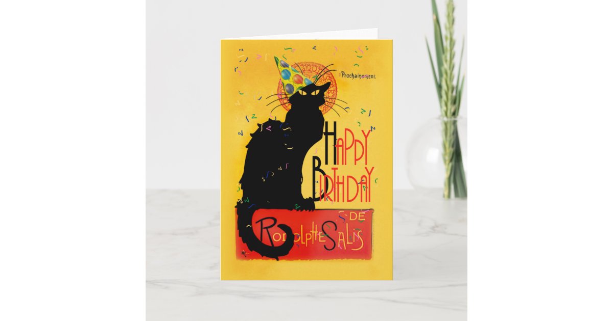Le Chat Noir Happy Birthday Greetings Card Zazzle Com