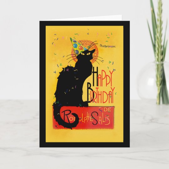 Le Chat Noir Happy Birthday Greetings Card Zazzle Com