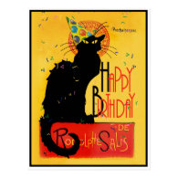 Le Chat Noir - Happy Birthday Greetings Postcard