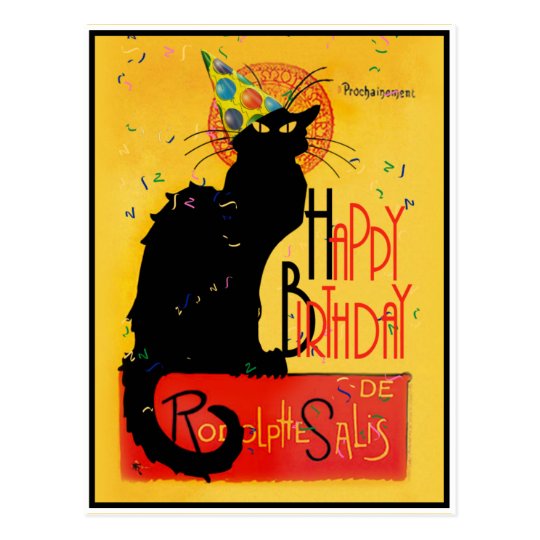 Le Chat Noir Happy Birthday Greetings Postcard Zazzle Com