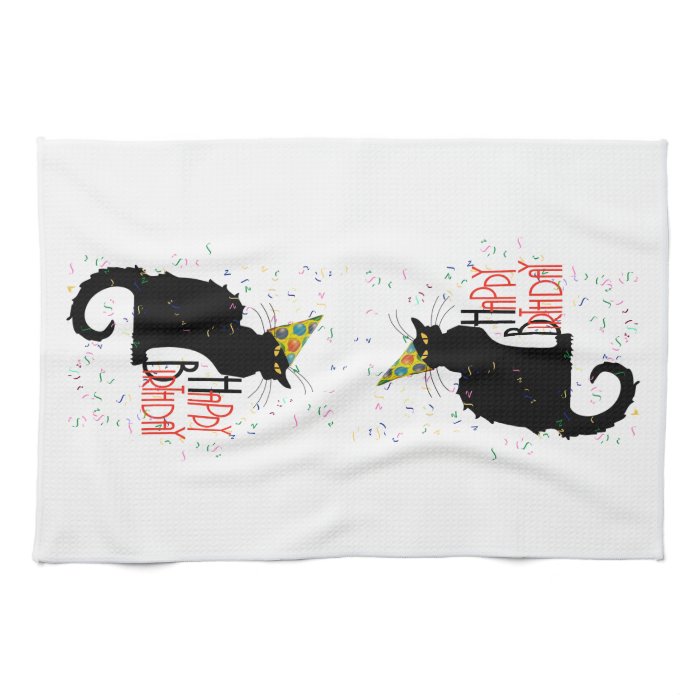 Le Chat Noir   HAPPY BIRTHDAY Hand Towels