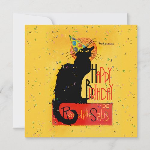 Le Chat Noir - Happy Birthday Greetings Personalized Invite