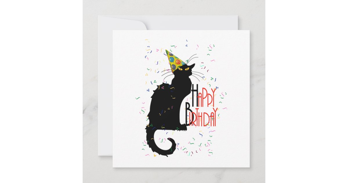 Le Chat Noir Happy Birthday Invitation Zazzle Com