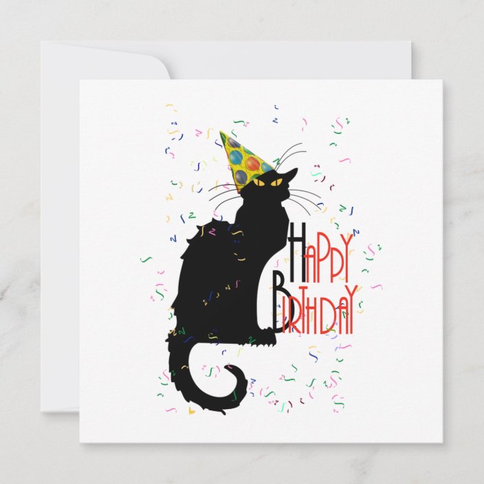 Le Chat Noir Happy Birthday Invitation Zazzle Com