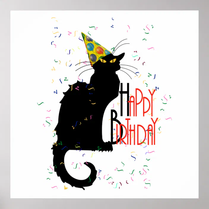 Le Chat Noir Happy Birthday Poster Zazzle Com