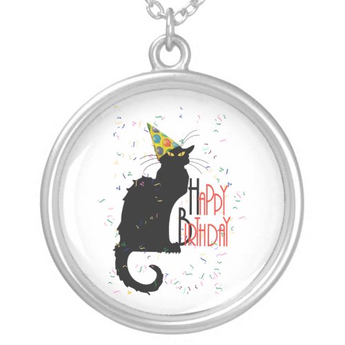 Le Chat Noir _ HAPPY BIRTHDAY Silver Plated Necklace