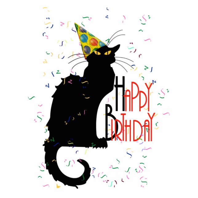 Le Chat Noir Happy Birthday Statuette (Front)