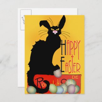 Le Chat Noir - Happy Easter Holiday Postcard