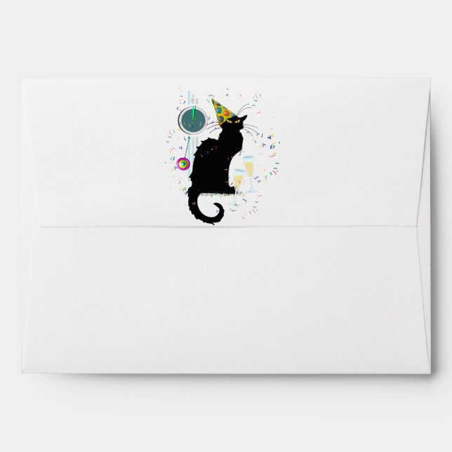Le Chat Noir Happy New Year Party Envelope (Back (Top Flap))