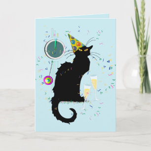 Le Chat Noir Happy New Year Party Holiday Card