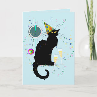 Le Chat Noir Happy New Year Party Holiday Card