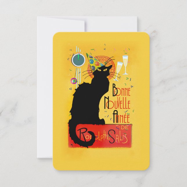 Le Chat Noir Happy New Year Party Invitation (Front)