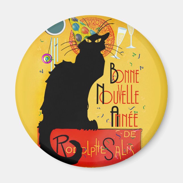 Le Chat Noir Happy New Year Party Magnet (Front)