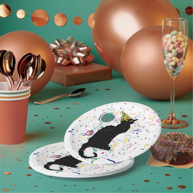 Le Chat Noir Happy New Year Party Paper Plates (Multi)