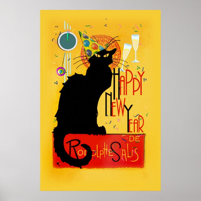 Le Chat Noir Happy New Year Party Poster (Front)