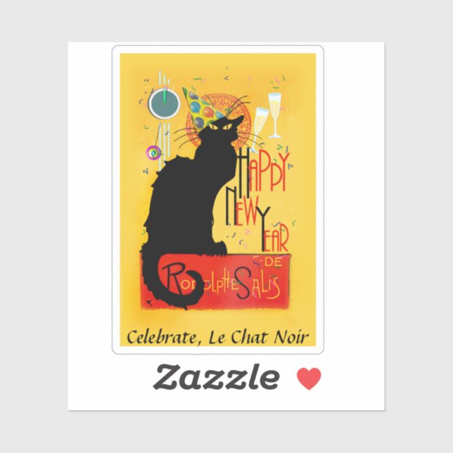 Le Chat Noir Happy New Year Party Sticker (Sheet)