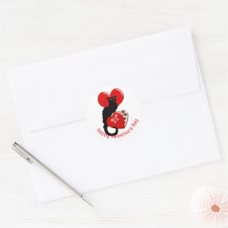 Le Chat Noir Heart Candy Valentine's Day  Classic Round Sticker