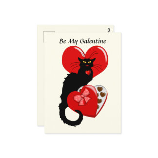 Le Chat Noir Heart Candy Valentine's Day  Postcard