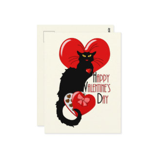 Le Chat Noir Heart Candy Valentine's Day  Postcard