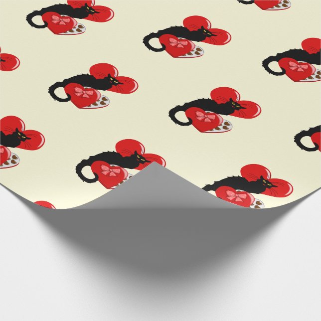 Le Chat Noir Heart Candy Valentine's Day  Wrapping Paper (Corner)