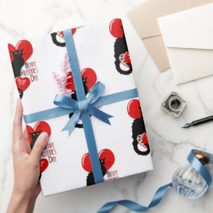 Le Chat Noir Heart Candy Valentine's Day Wrapping Paper
