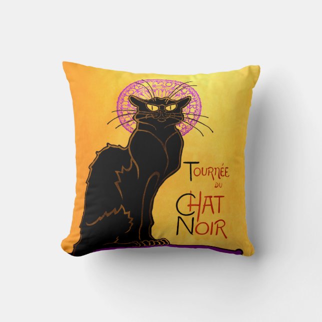 Le Chat Noir in Purple Throw Pillow (Front)