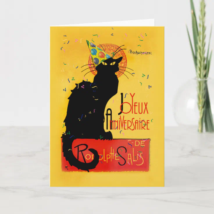 Le Chat Noir Joyeux Anniversaire Card Zazzle