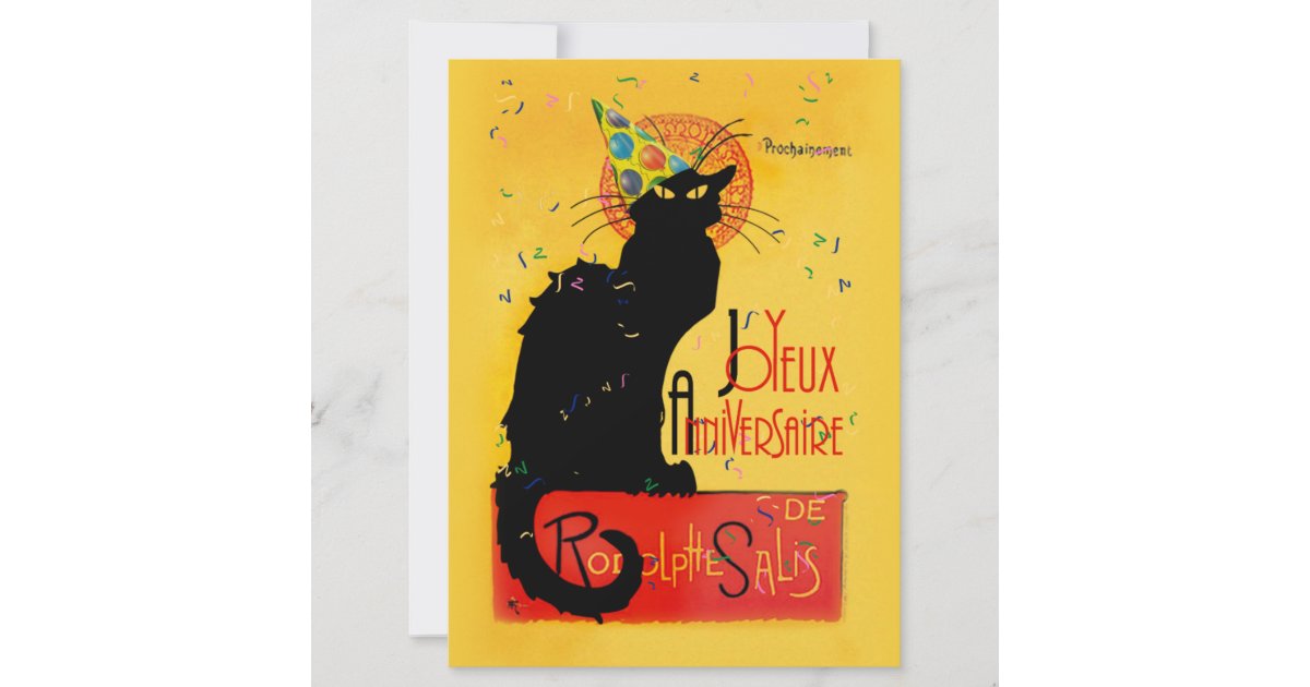 Le Chat Noir Joyeux Anniversaire Invitation Zazzle Com